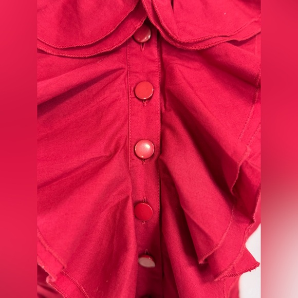 Red Ruffled & Ruched Top - Picture 3 of 9